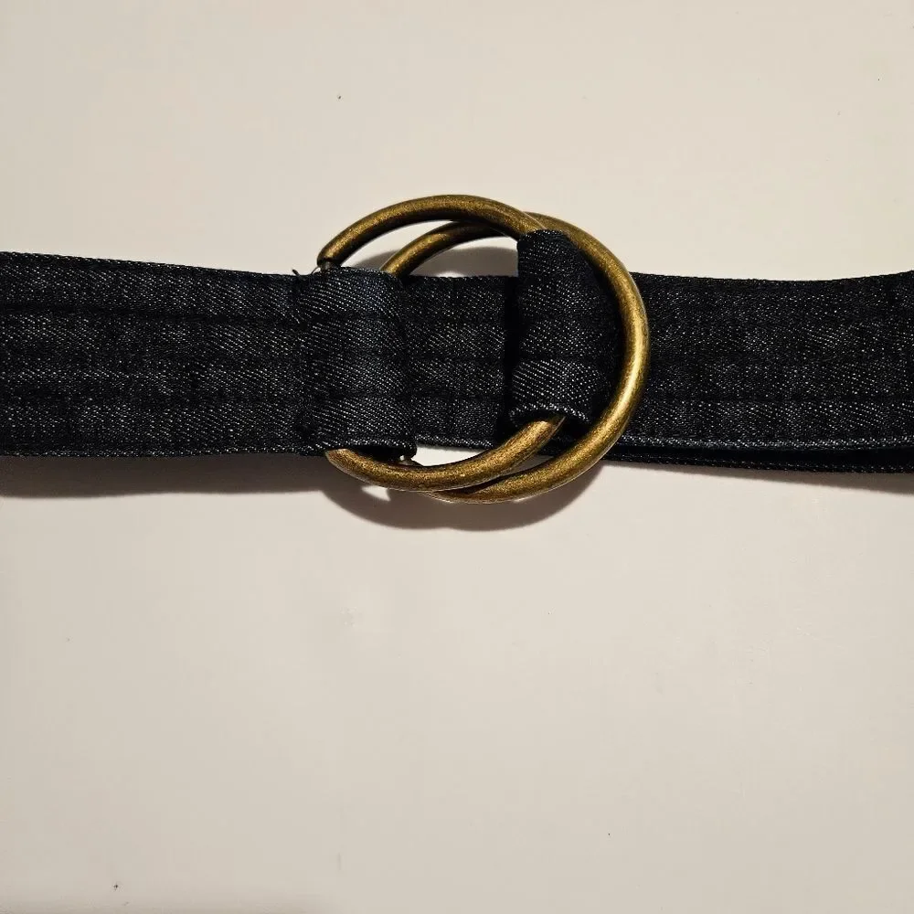 Casual Western Blue Denmin Belt with Gold Buckle Waist 38